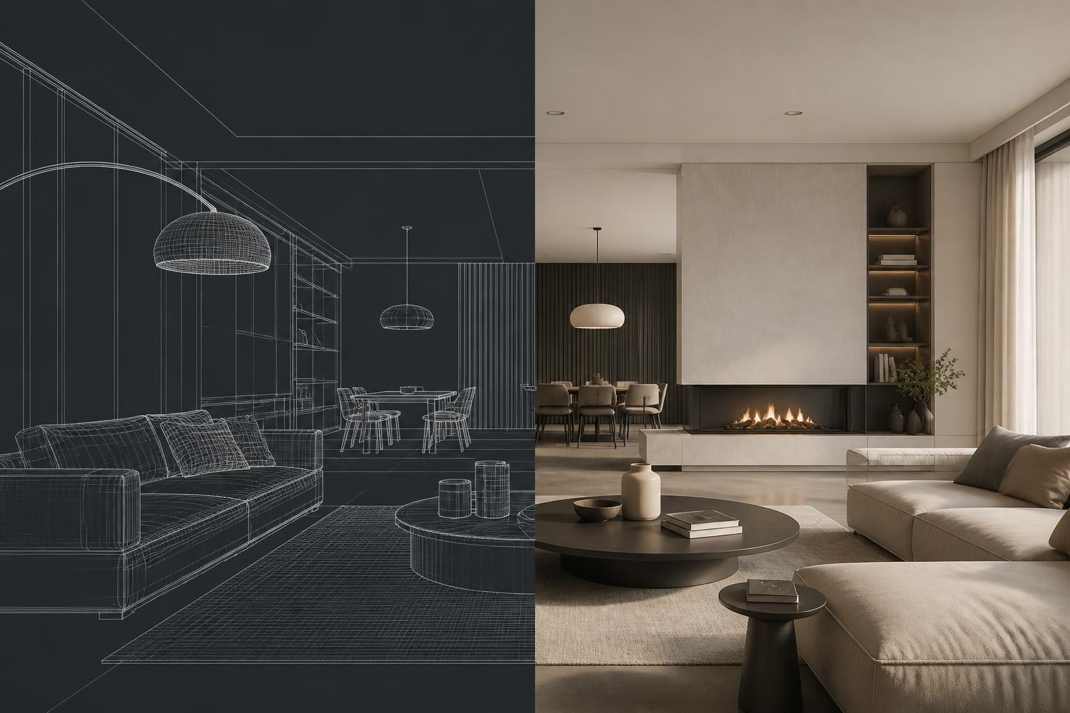 AI rendered interior from 3D model